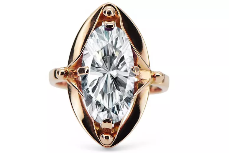 Kubické zirkonie. Originální vinobraní 14K produkt s růžovým zlatý prsten vinobraní unikátní VRC047r